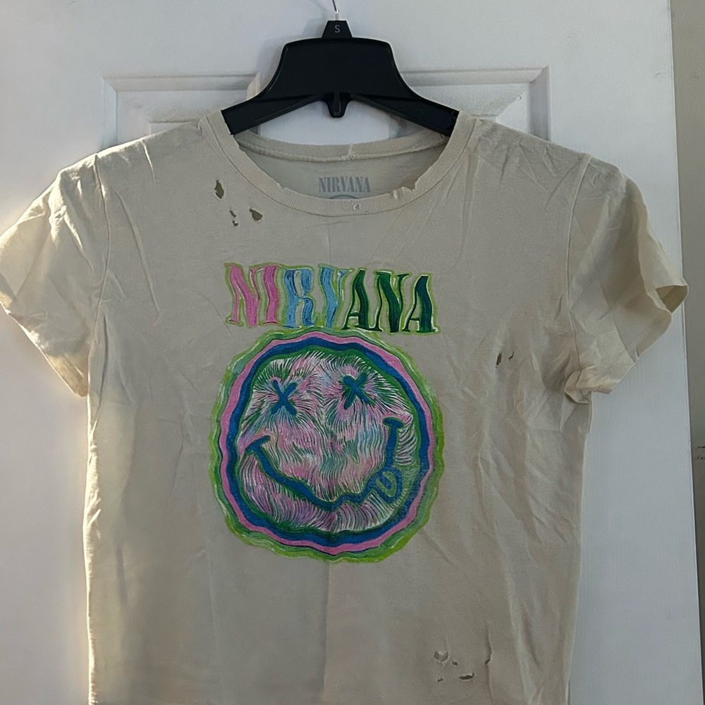 NIRVANA Cream Tee with Vibrant Graphic